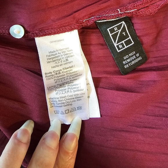 Madewell Women's Short-Sleeve Silky Slip Midi Dress in Plissé, Dark Red, XS NWOT - Picture 12 of 13